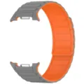 Bracelet de montre magnétique en silicone de rechange bicolore pour montres connectées - Samsung Watch 8 / Gris + Orange