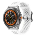 Silicone sports watch band compatible with smartwatches, featuring durable breathable design. - 22mm / White