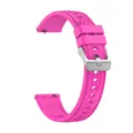 Pink silicone smartwatch replacement strap detail view with metal buckle and quick release pins. - 18mm / Rose Red