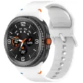 Premium silicone watch strap replacement with flat stitching compatible with Samsung Galaxy Watch 8. - 20mm / White / Stitched Style