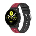 Dual color vertical stripe silicone smartwatch replacement strap for compatible models. - 20mm / Black + Dark Red