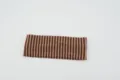 Retro striped knit headband detail, elastic sports yoga hair band for women, soft fabric. - Burgundy & Khaki Vertical Stripes