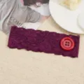 Chique paarse kanten haarband met een opvallende rode knop, elastische haaraccessoire. - Paars+Rood