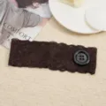 Bruine kant hoofdband met grote zwarte knop, elastische haarband voor dagelijks gebruik. - Koffie en Zwart
