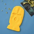 Balaclava in maglia gialla maschera da sci invernale tre fori copertura viso cappello - M（56-58cm） / Giallo Pulcino