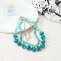 Boheemse meerlaagige turquoise kralen statement ketting voor strandfeest en dagelijks. - Pauwgroen