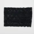 Black lace wide elastic headband hair accessory, hollow floral retro bohemian hair band. - Black