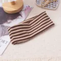 Braun beige gestreiftes Strick Stirnband für Damen, elastisches Sport Yoga Haarband Fitness. - Kaffee Khaki