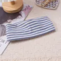 Blue and white striped knitted headband, perfect for yoga, sports, fitness, and daily wear. - Blue & White