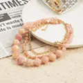 Multi-layer beaded necklace pink statement bohemian collar jewelry for women party daily wear - Lotus Pink