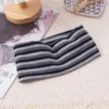 Striped Knitted Wide Headband Elastic Sports Hair Band for Men and Women Yoga Fitness Accessories - Black and Gray