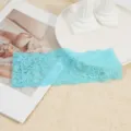 Light blue elastic lace headband, hollow out floral ruffle hair accessories for women. - Lake Blue
