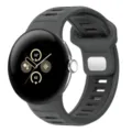 Replacement silicone strap compatible with Google Pixel Watch 3, durable sports band accessory. - 45mm / Charcoal & Black