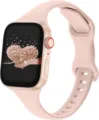 Roze slanke siliconen horloge band vervanging minimalistische stijl compatibel apple watch - 38/40/41mm / Zandroze