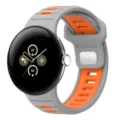 Silicone sport strap for Google Pixel Watch 3 45mm, breathable dual color replacement band. - 45mm / Grey + Orange