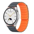 Silicone magnetic watch band replacement strap with armor texture for smartwatches. - 20mm / Gray + Orange