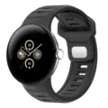 Two-tone silicone sports watch strap compatible with Pixel Watch 3 45mm, breathable design. - 45mm / Black & Black