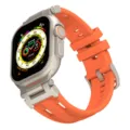 Orange silicone strap compatible with Apple Watch Ultra, breathable dual-hole sports band design. - 42/44/45/49mm / Orange