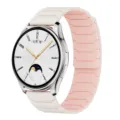 Pink white silicone magnetic watch strap replacement compatible smartwatches stylish accessory. - 20mm / Starlight & Pink Sand