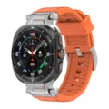 Silicone watch strap with metal connector for smartwatch, orange durable replacement band. - Orange