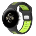 Silicone watch strap dual color breathable sport replacement band for smartwatch accessories - 45mm / Black & Lime