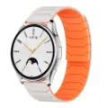 Replacement silicone magnetic smartwatch strap armor texture white and orange model - 20mm / Starlight + Orange