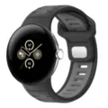 Silicone replacement sport strap in black and gray for Google Pixel Watch 3 smartwatch accessories. - 45mm / Black+Gray