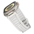 Replacement silicone watch band for Apple Watch Ultra S9, breathable perforated sport strap. - 42/44/45/49mm / White