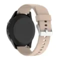 Silikon Smartwatch Ersatzarmband mit Metallschliesse und Schnellverschluss Stiften fuer Alltag. - Silberschnalle 22 mm / Milchtee