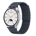 Replacement silicone magnetic strap for smartwatch, stylish armor texture, comfortable fit. - 20mm / Midnight Blue