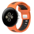 Replacement dual-color silicone sports watch strap for Google Pixel Watch 3 45mm smartwatch. - 45mm / Orange and Black