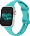 Slanke siliconen horlogeband in turquoise, compatibel met verschillende Apple Watch modellen. - 38/40/41mm / Groenblauw