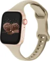 Slanke siliconen vervangend horlogebandje geschikt voor smartwatch in beige kleur. - 38/40/41mm / Rots