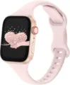 Siliconen slanke horlogeband compatibel met Apple Watch, zacht roze vervangende band voor dagelijks. - 38/40/41mm / Felroze