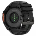 Replacement silicone watch strap compatible with Garmin Fenix 8 51mm black band. - Black Buckle / 22mm Stainless Steel Buckle / Black