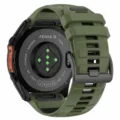 Silicone replacement watch strap for 51mm sport smartwatch in olive green with buckle. - Black Buckle / 22mm Stainless Steel Buckle / Army Green + Black
