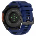 Replacement silicone watch strap for Garmin Fenix 8 51mm, durable and comfortable. - Black Buckle / 22mm Stainless Steel Buckle / Royal Blue + Black