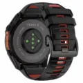 Silicone replacement watch strap compatible with Garmin Fenix 8 smartwatch, 22mm 26mm dual color. - Black Buckle / 22mm Stainless Steel Buckle / Black + Red