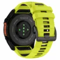 Replacement silicone watch band for Garmin Fenix 8 51mm, durable bright yellow strap with buckle. - Black Buckle / 22mm Stainless Steel Buckle / Fluorescent Yellow + Dark Gray