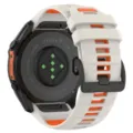 Silicone watch strap replacement compatible with Garmin Fenix 8 51MM, dual-color white and orange. - Black Buckle / 22mm Stainless Steel Buckle / Starlight Orange