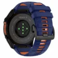 Silicone watch strap replacement for Fenix 8 51mm, durable dual-color design with metal buckle. - Black Buckle / 22mm Stainless Steel Buckle / Dark Gray + Earth Yellow