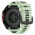 Silicone watch strap replacement for Garmin Fenix 8, light green band with black buckle, 51mm. - Black Buckle / 22mm Stainless Steel Buckle / Gray Green + Dark Gray