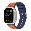 Silicone watch strap replacement compatible with Apple Watch Ultra SE series blue orange design. - 38/40/41mm / Black + Orange