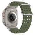 Green silicone ocean watch band replacement for Apple Watch Ultra 49mm with metal buckle. - Universal 42/44/45/46/49mm / Army Green