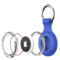 Detailed view of waterproof silicone protective case for AirTag with transparent shell and ring. - Red