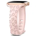 Engraved leopard print pink silicone watch band compatible with Apple Watch, stylish and durable. - 38/40/41mm / Pink Sand