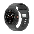 Detailed view of the rugged silicone watch strap in dark grey with textured design. - Galaxy Watch Ultra 1/2 / Charcoal & Black