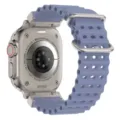 Details of the 49mm titanium smartwatch back case with ribbed silicone replacement strap. - Universal 42/44/45/46/49mm / Haze Blue