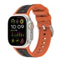 Silicone watch strap replacement for smartwatch, orange and black textured sport band. - 38/40/41mm / Orange and Black