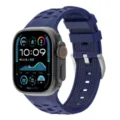 Replacement silicone strap with tire texture and stainless steel buckle for smart watch. - 38/40/41mm / Midnight Blue